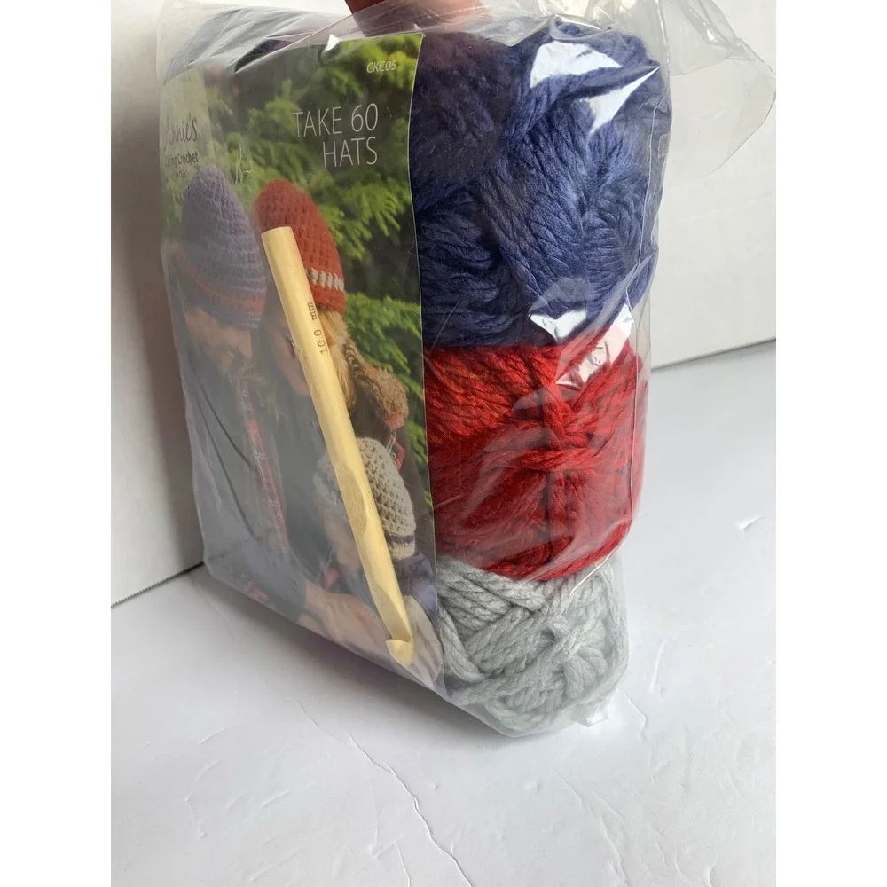 Annies Caring Crochet Kit Club Take 60‎ Hats Super Bulky Yarn Bamboo Hook CKC05
